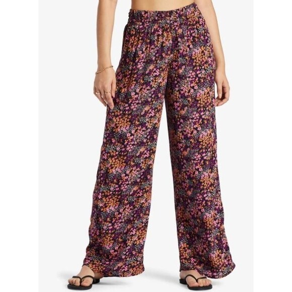Roxy Pants - Roxy Forever And A Day Pants NWT Size M Anthracite Floral Daze Wide Leg